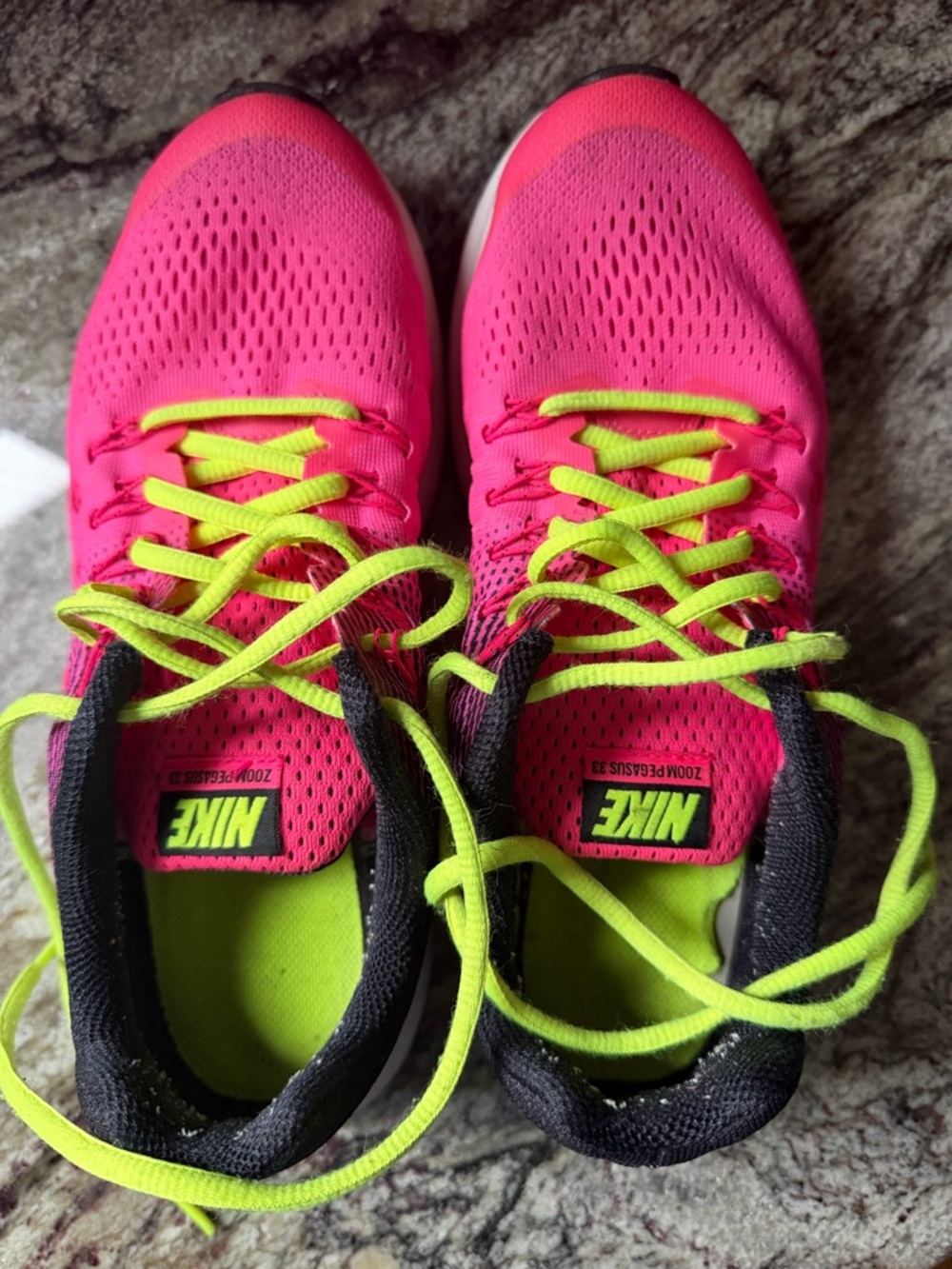 Nike Women's Hot Pink Running Shoes with Neon Yellow Laces